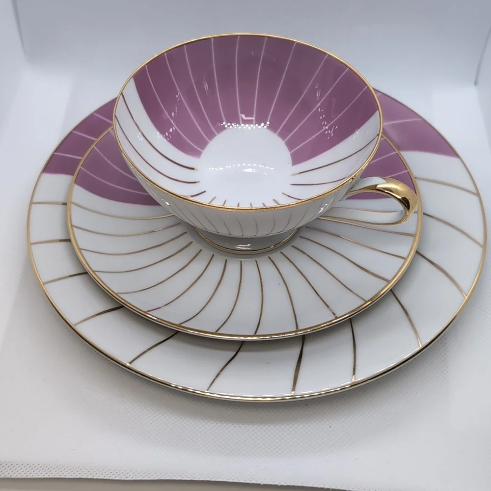 Art Deco Pink and Gold Tea Set - Picture 2 of 7